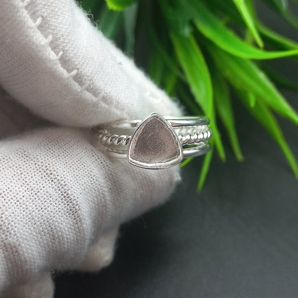925 Sterling Silver Ring, &nbsp;Spiral Wire Plain Bezel Cup Trillion Close Blank Ring, Setting For Making Ring 5 To 50 MM, DIY Jewelry Supplies