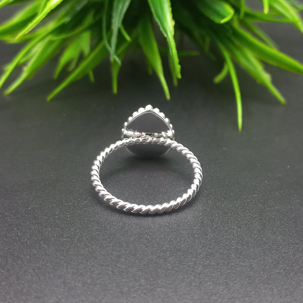 925 Sterling Silver Close Blank Pear Ring, Beaded Spiral wire Bezel Cup Ring, Setting For Making Ring 6x4 MM To 14x21 MM, DIY Jewelry