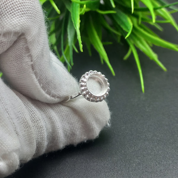925 Sterling Silver Round Ring, Beaded Cup Round Close Blank Ring, Setting For Making Ring 5 mm To 40 mm, DIY Jewelry Supplies