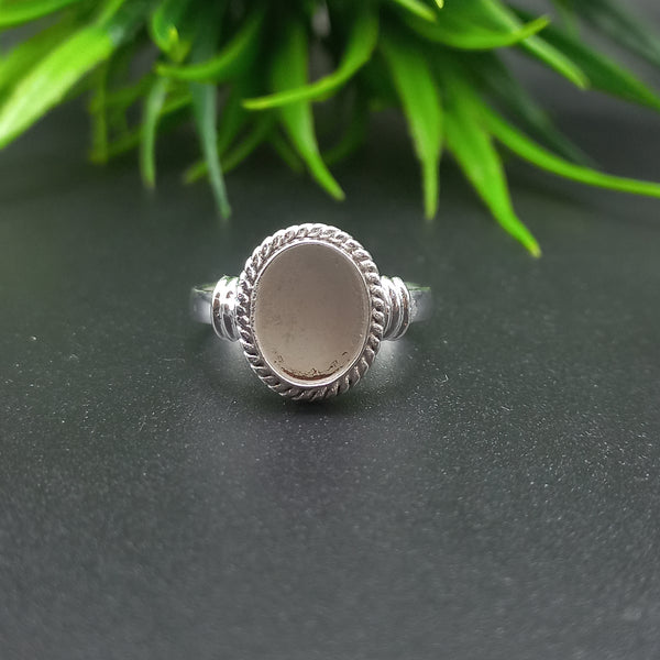 925 Sterling Silver Oval Bezel Cup Ring, Wire Wrapped Close Blank Ring, Setting For Making Ring 6x4 MM To 8x10 MM, DIY Jewelry Supplies