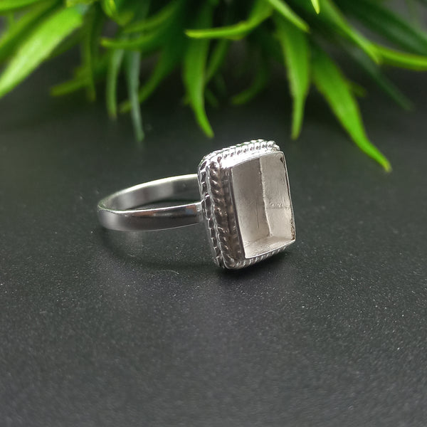 925 Sterling Silver Rectangle Ring, Wire Wrapped Bezel Cup Close Blank Ring, Setting For Making Ring 6X4 To20x25 MM, DIY Jewelry Supplies