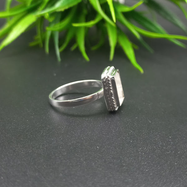 925 Sterling Silver Rectangle Ring, Wire Wrapped Bezel Cup Close Blank Ring, Setting For Making Ring 6X4 To20x25 MM, DIY Jewelry Supplies