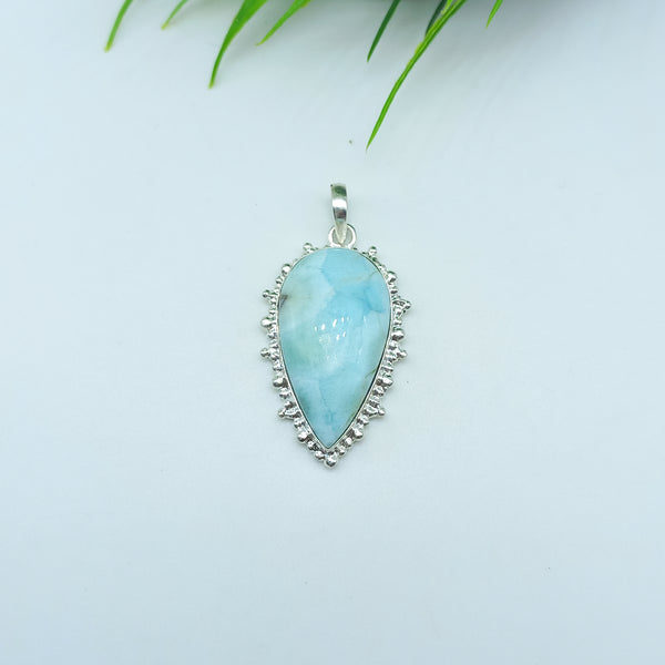 Natural Larimar Gemstone Pendants / Wholesale Pendants / Minimalist Pendants / Jewelry for Gift / 925 Sterling Silver Plated Pendant