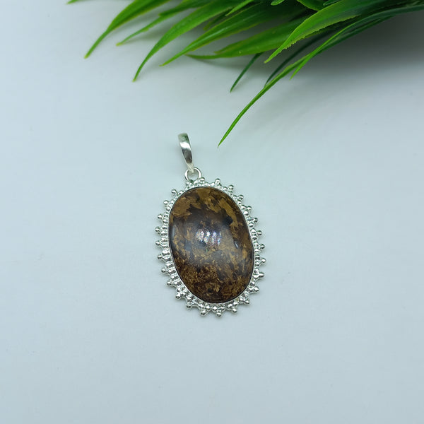 Natural Bronzite Gemstone Pendants / Wholesale Pendants / Minimalist Pendants / Jewelry for Gift / 925 Sterling Silver Plated Pendant
