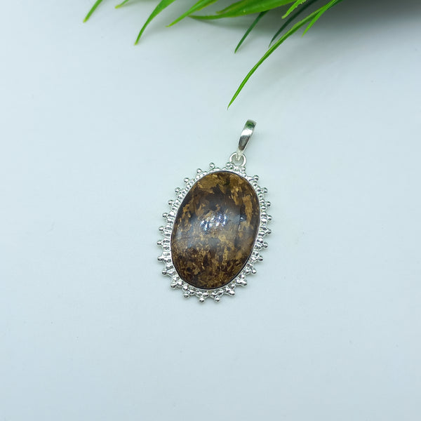 Natural Bronzite Gemstone Pendants / Wholesale Pendants / Minimalist Pendants / Jewelry for Gift / 925 Sterling Silver Plated Pendant