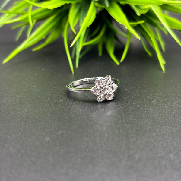 Natural American Diamond Round Solitaire Silver Ring, 925 Sterling Silver Ring, Engagement - Wedding Ring, Dainty American Diamond Jewelry