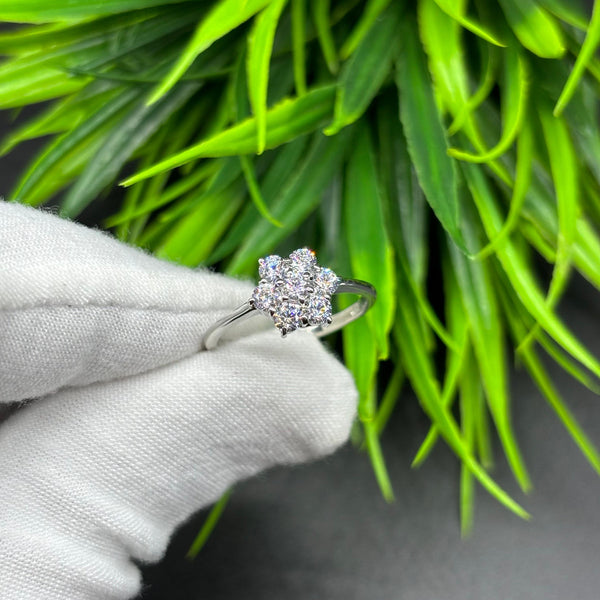 Natural American Diamond Round Solitaire Silver Ring, 925 Sterling Silver Ring, Engagement - Wedding Ring, Dainty American Diamond Jewelry